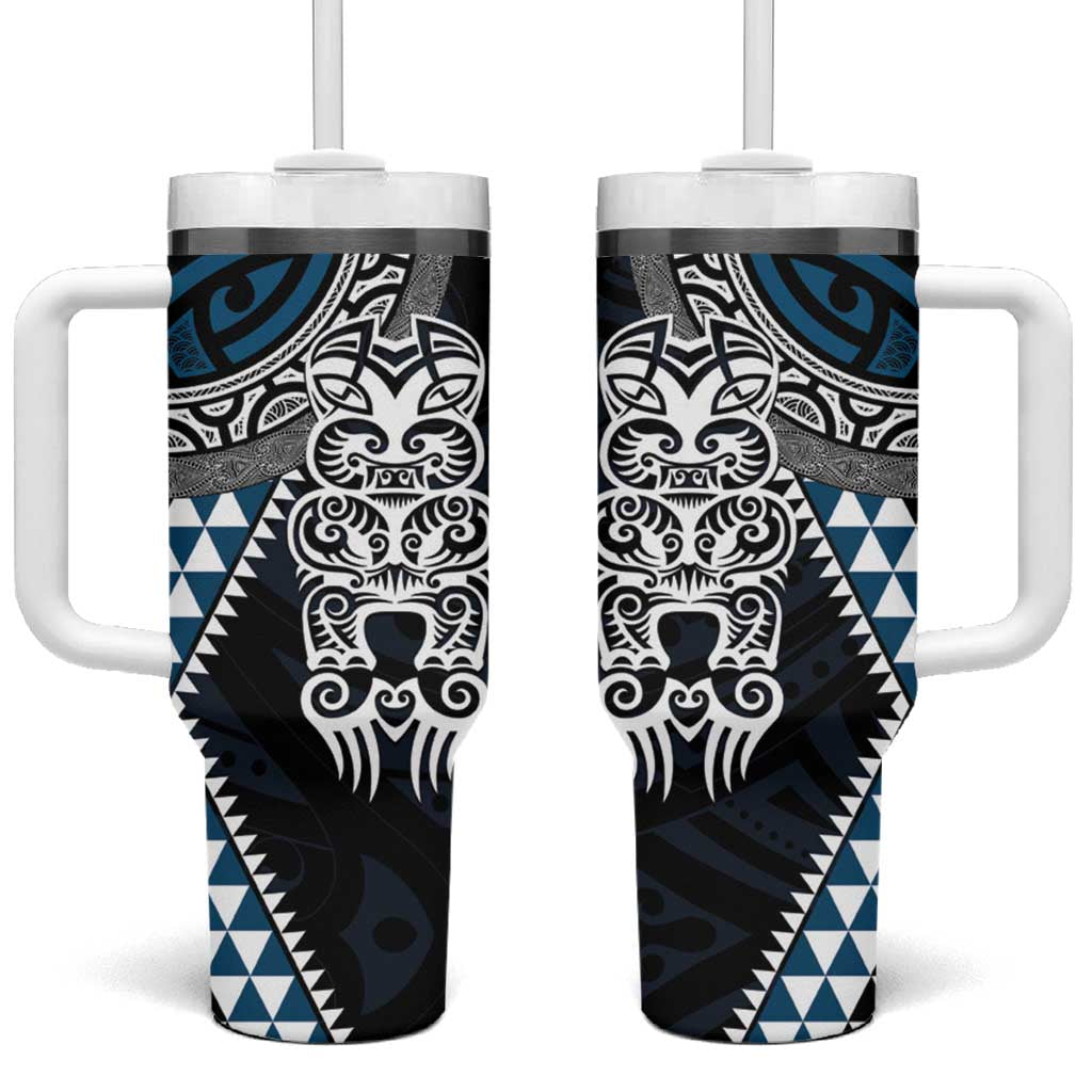 Blue Aotearoa Niho Taniwha Tumbler With Handle Maori Mythology Tooth - Taniko Motifs