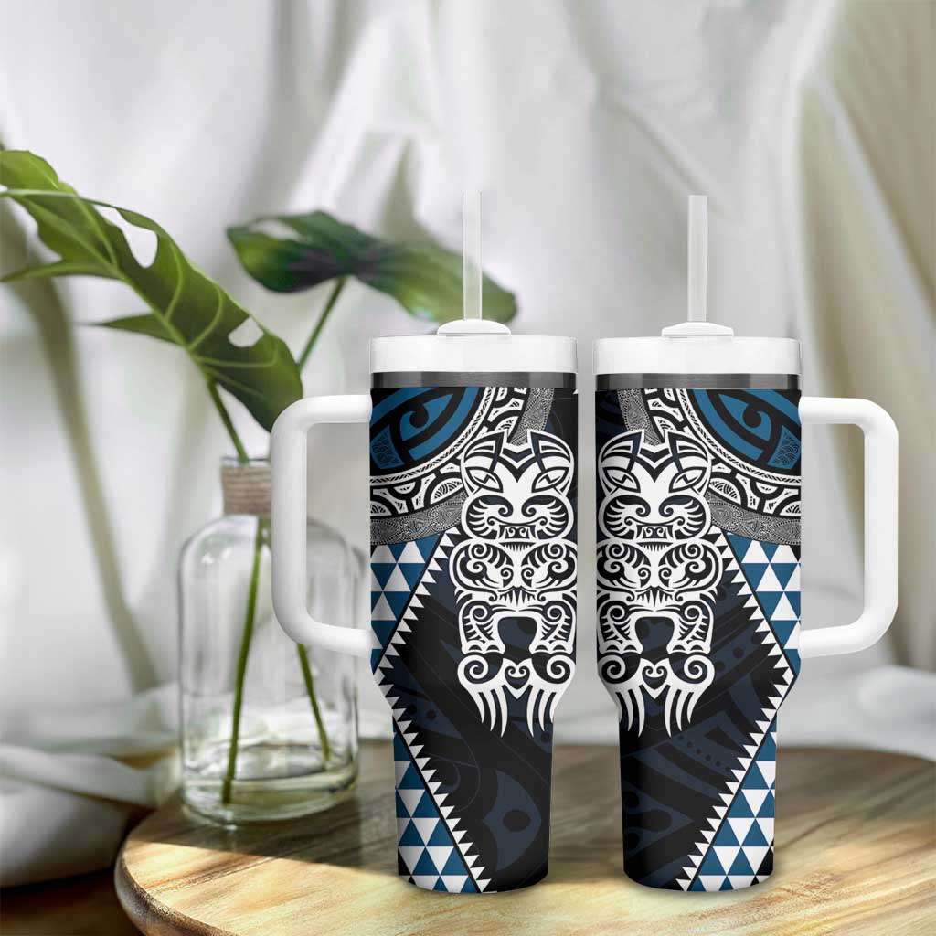 Blue Aotearoa Niho Taniwha Tumbler With Handle Maori Mythology Tooth - Taniko Motifs