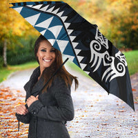 Blue Aotearoa Niho Taniwha Umbrella Maori Mythology Tooth - Taniko Motifs - Polynesian Pride
