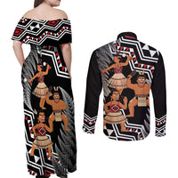 Aotearoa Kapa Haka Couples Matching Off Shoulder Maxi Dress and Long Sleeve Button Shirt 2025 Festival - Traditional Maori Dance LT14 - Polynesian Pride
