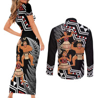 Aotearoa Kapa Haka Couples Matching Short Sleeve Bodycon Dress and Long Sleeve Button Shirt 2025 Festival - Traditional Maori Dance LT14 - Polynesian Pride