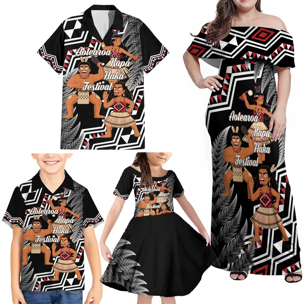 Aotearoa Kapa Haka Family Matching Off Shoulder Maxi Dress and Hawaiian Shirt 2025 Festival - Traditional Maori Dance