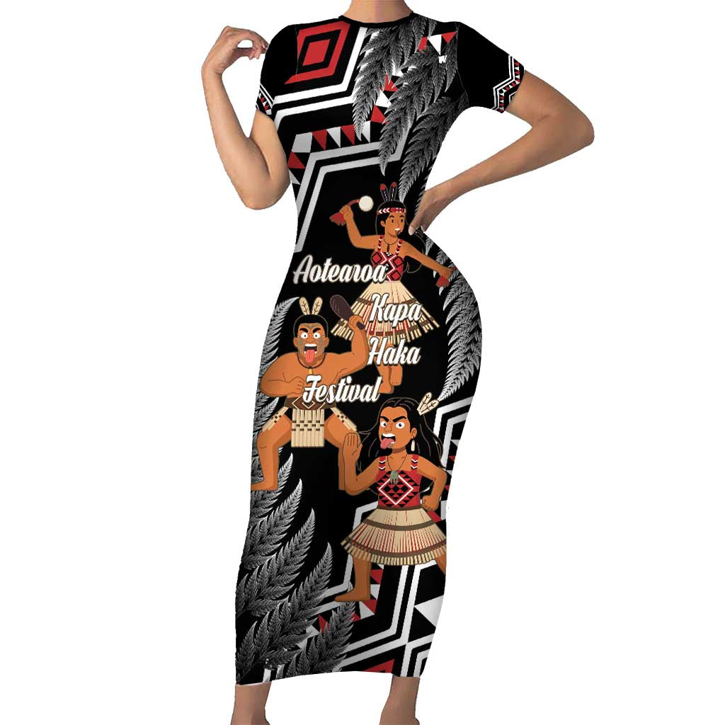 Aotearoa Kapa Haka Short Sleeve Bodycon Dress 2025 Festival - Traditional Maori Dance