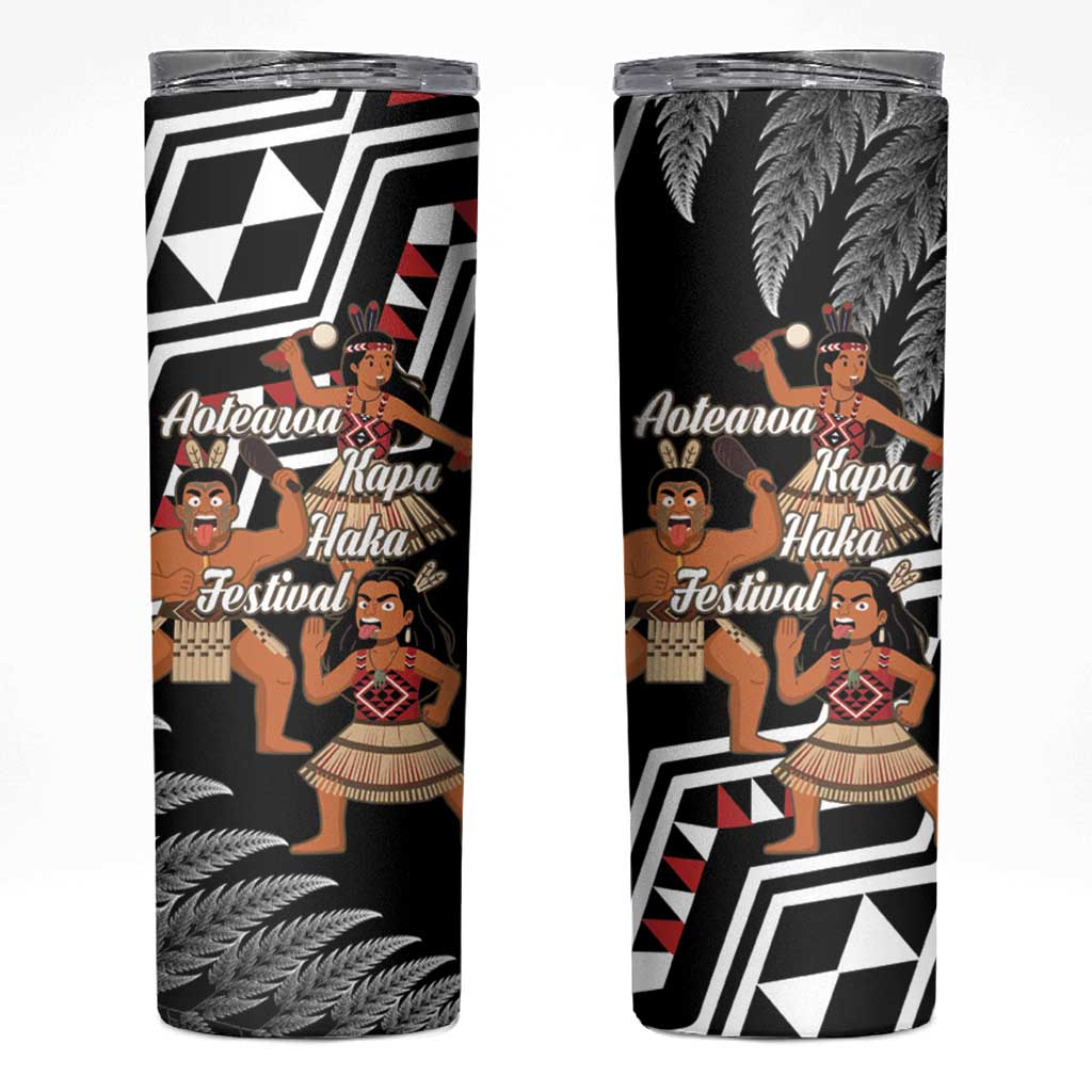 Aotearoa Kapa Haka Skinny Tumbler 2025 Festival - Traditional Maori Dance LT14 Black - Polynesian Pride
