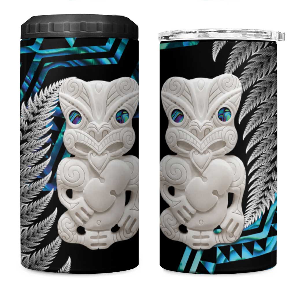 Aotearoa Taniko Paua Shell With Hei Tiki 4 in 1 Can Cooler Tumbler