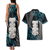 Aotearoa Taniko Paua Shell With Hei Tiki Couples Matching Tank Maxi Dress and Hawaiian Shirt