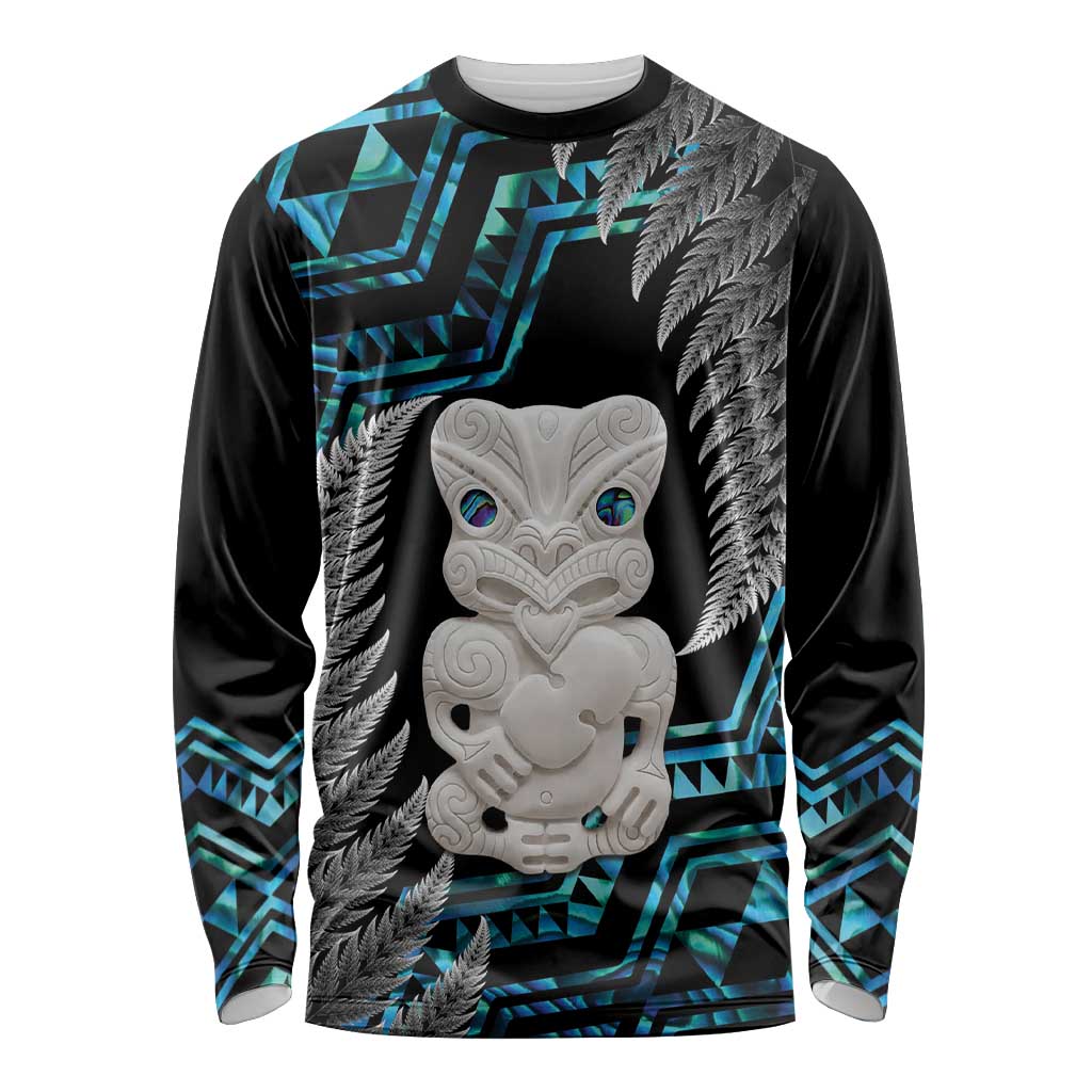 Aotearoa Taniko Paua Shell With Hei Tiki Long Sleeve Shirt