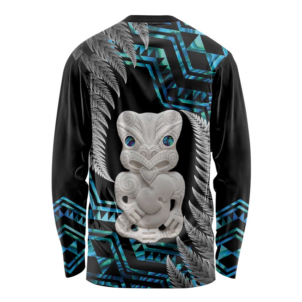 Aotearoa Taniko Paua Shell With Hei Tiki Long Sleeve Shirt