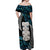 Aotearoa Taniko Paua Shell With Hei Tiki Off Shoulder Maxi Dress