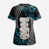 Aotearoa Taniko Paua Shell With Hei Tiki Scrub Top - Polynesian Pride