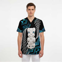 Aotearoa Taniko Paua Shell With Hei Tiki Scrub Top - Polynesian Pride