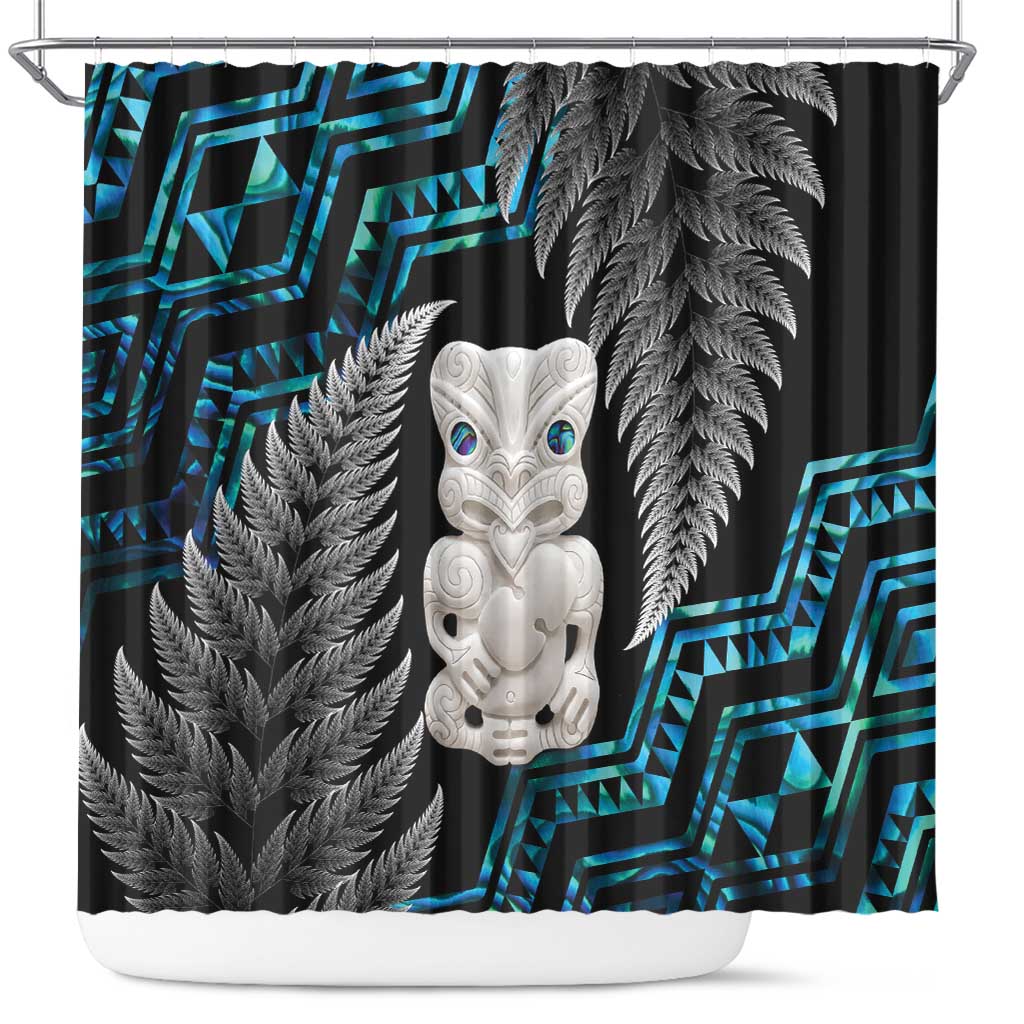 Aotearoa Taniko Paua Shell With Hei Tiki Shower Curtain