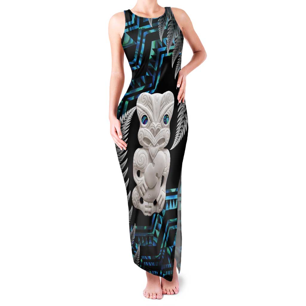 Aotearoa Taniko Paua Shell With Hei Tiki Tank Maxi Dress