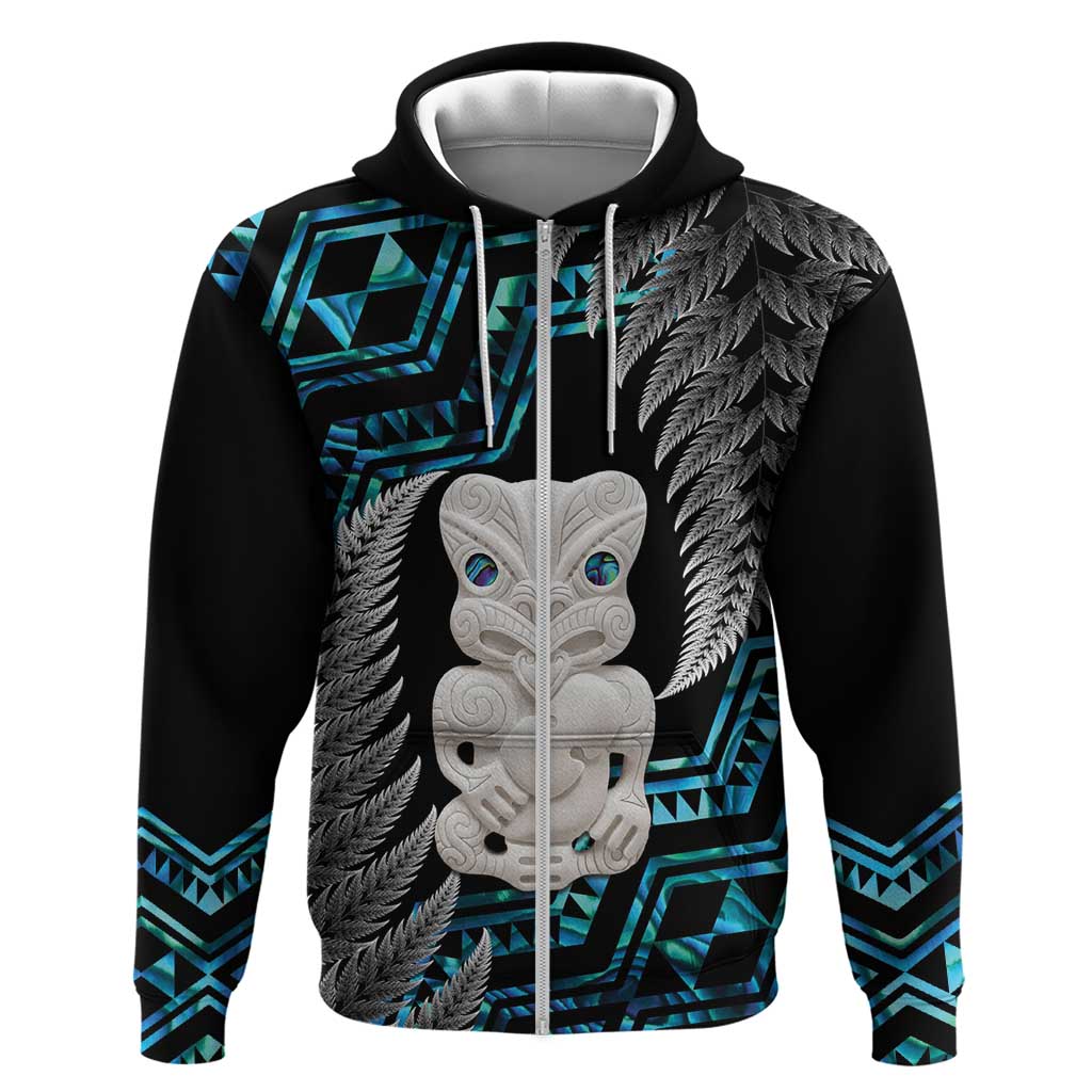 Aotearoa Taniko Paua Shell With Hei Tiki Zip Hoodie