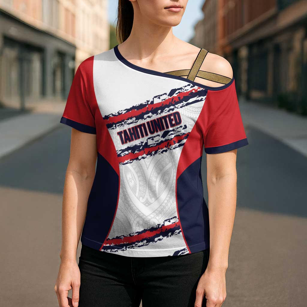 AS Venus Tahiti Football Custom Cross Shoulder Shirt Go Champions Polynesian Pattern