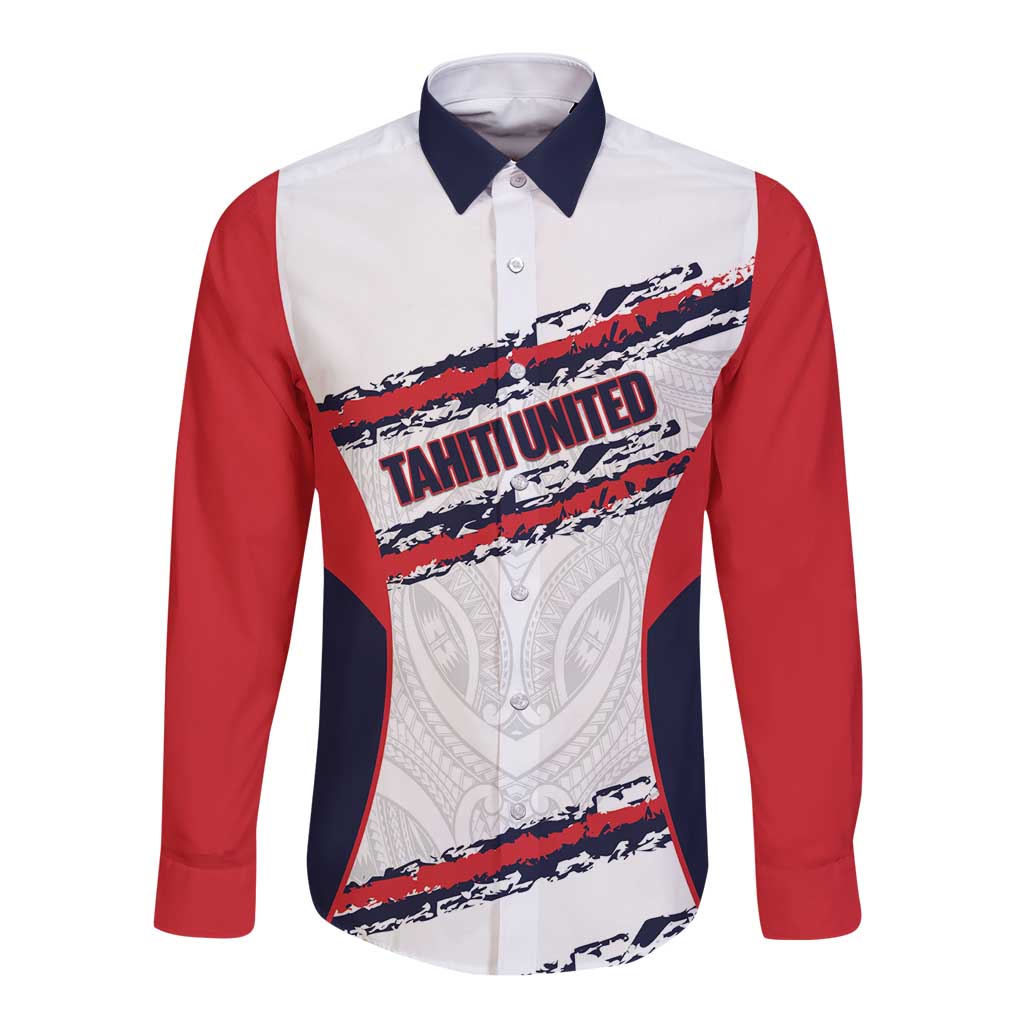 AS Venus Tahiti Football Custom Long Sleeve Button Shirt Go Champions Polynesian Pattern