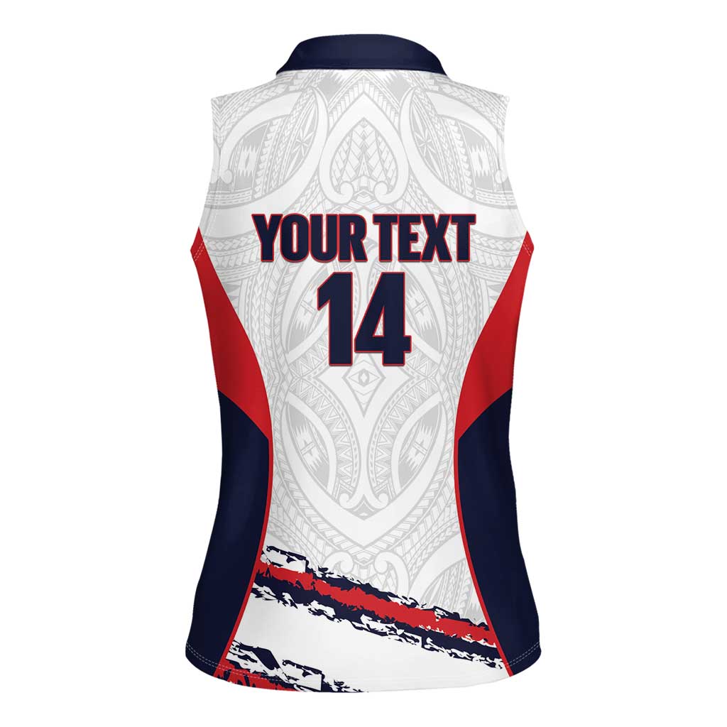 AS Venus Tahiti Football Custom Women Sleeveless Polo Shirt Go Champions Polynesian Pattern