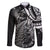 New Zealand Lizard Family Matching Mermaid Dress and Hawaiian Shirt Silver Fern Aotearoa Maori LT14 Dad's Shirt - Long Sleeve Black - Polynesian Pride