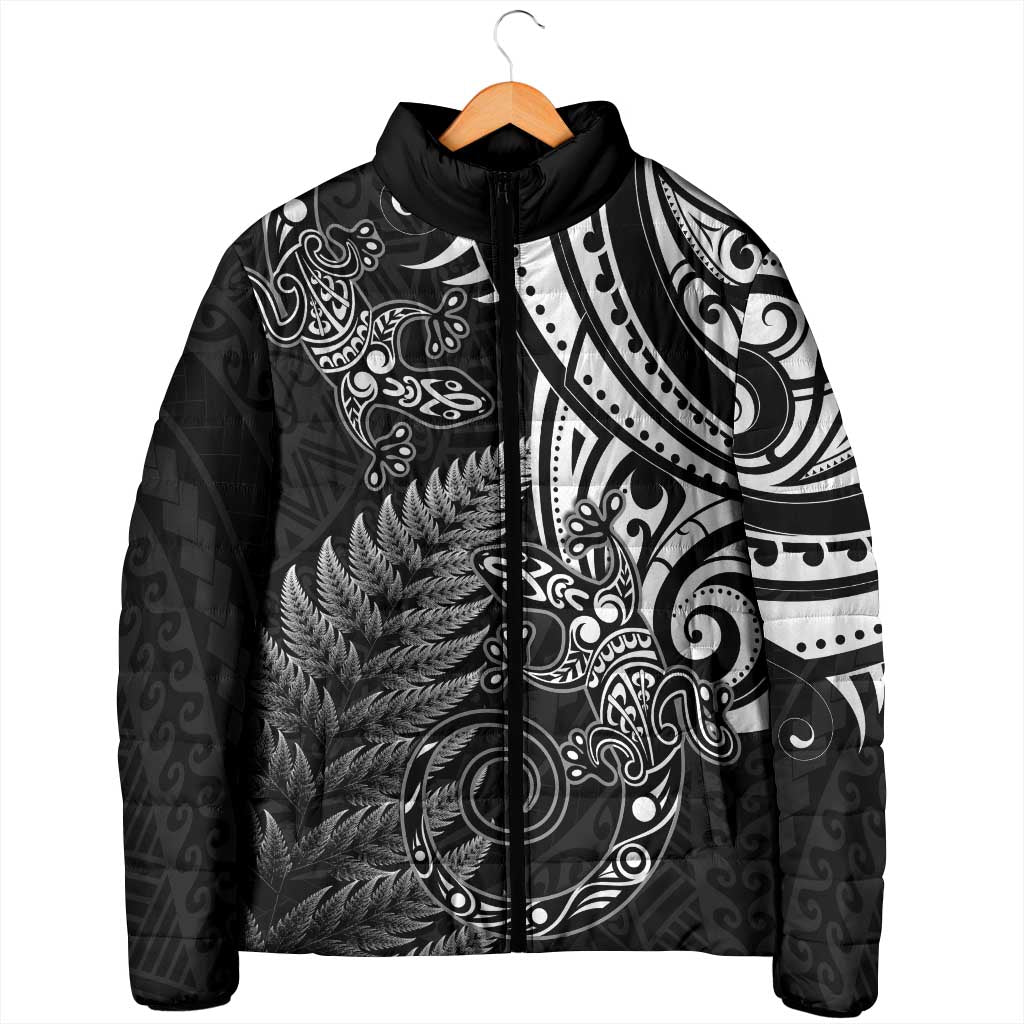 New Zealand Lizard Padded Jacket Silver Fern Aotearoa Maori - Polynesian Pride