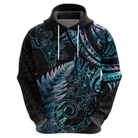 New Zealand Lizard Hoodie Silver Fern Aotearoa Maori With Paua Shell LT14 - Polynesian Pride