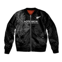 New Zealand Haka Rugby Bomber Jacket 2024 Pacific Go Black Silver Fern LT14 Unisex Black - Polynesian Pride