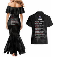 New Zealand Haka Rugby Couples Matching Mermaid Dress and Hawaiian Shirt 2024 Pacific Go Black Silver Fern LT14 - Polynesian Pride