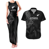 New Zealand Haka Rugby Couples Matching Tank Maxi Dress and Hawaiian Shirt 2024 Pacific Go Black Silver Fern LT14 Black - Polynesian Pride