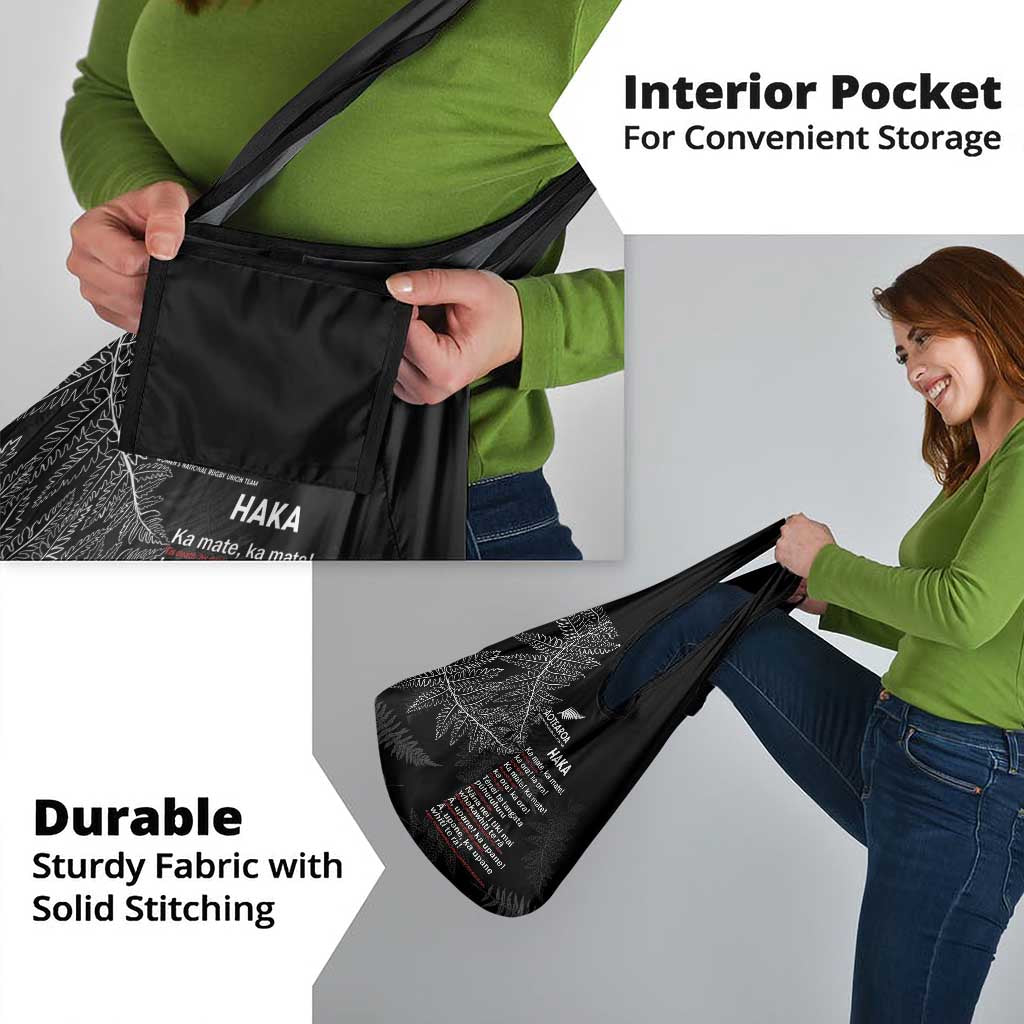 Custom New Zealand Haka Rugby Grocery Bag Pacific Go Black Silver Fern