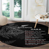 Custom New Zealand Haka Rugby Round Carpet 2024 Pacific Go Black Silver Fern