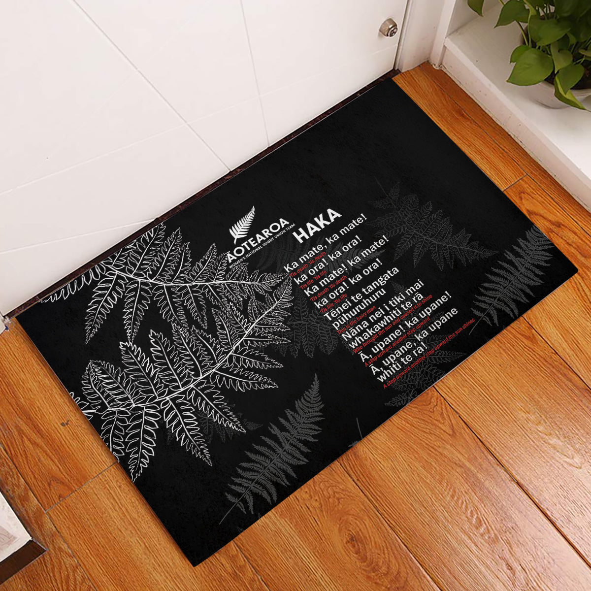 Custom New Zealand Haka Rugby Rubber Doormat 2024 Pacific Go Black Silver Fern