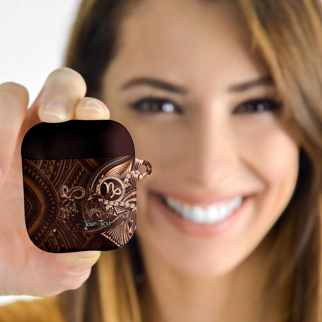 Personalised Polynesia Zodiac Capricorn AirPods Case Galaxy Polynesian Pattern Chest Tattoo Style