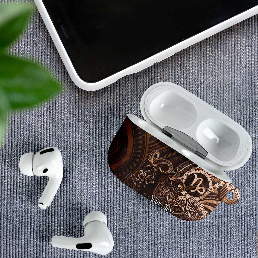 Personalised Polynesia Zodiac Capricorn AirPods Case Galaxy Polynesian Pattern Chest Tattoo Style