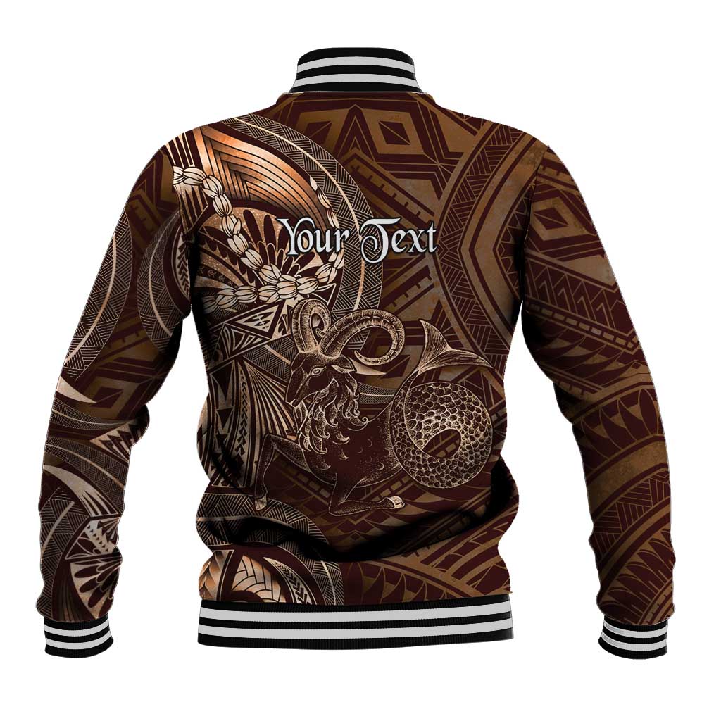 Personalised Polynesia Zodiac Capricorn Baseball Jacket Galaxy Polynesian Pattern Chest Tattoo Style