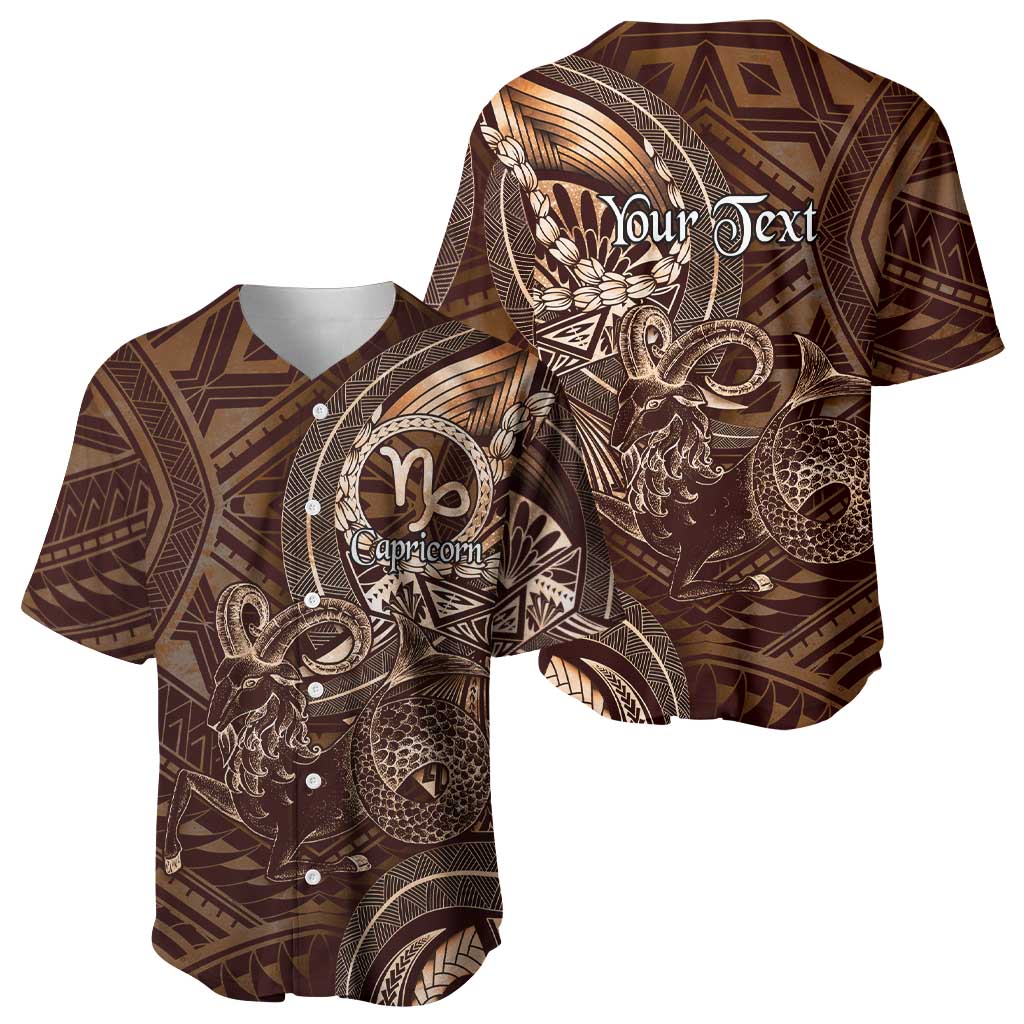 Personalised Polynesia Zodiac Capricorn Baseball Jersey Galaxy Polynesian Pattern Chest Tattoo Style