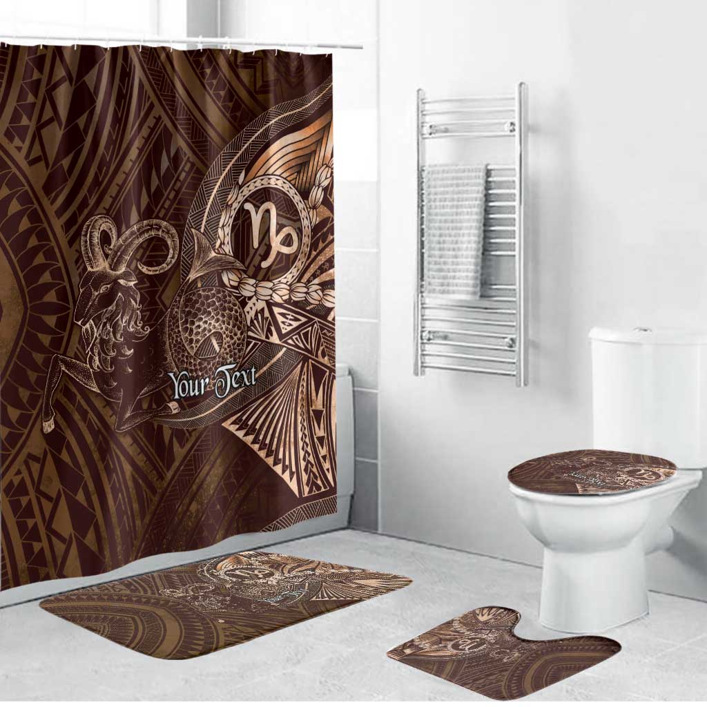 Personalised Polynesia Zodiac Capricorn Bathroom Set Galaxy Polynesian Pattern Chest Tattoo Style