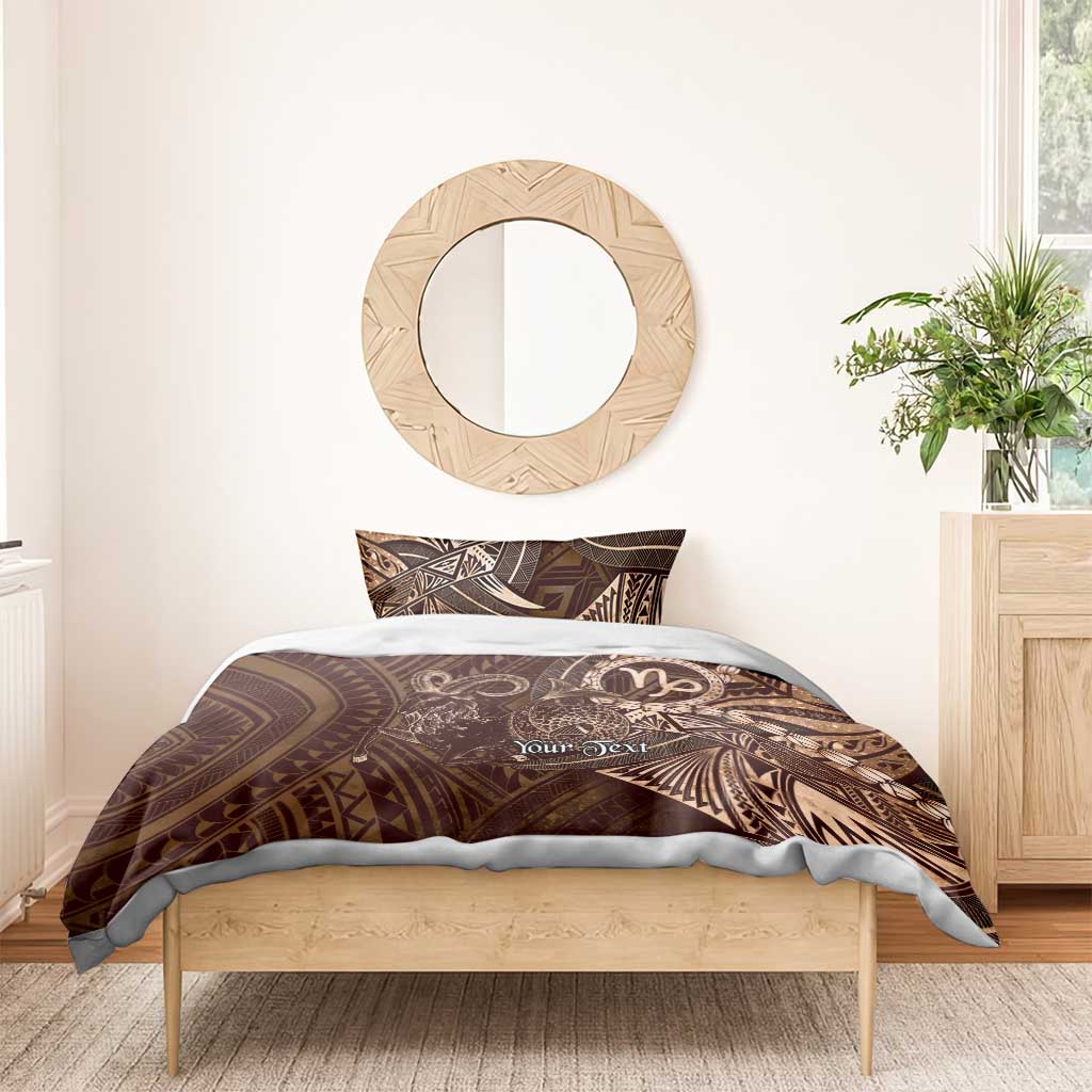Personalised Polynesia Zodiac Capricorn Bedding Set Galaxy Polynesian Pattern Chest Tattoo Style