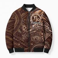 Personalised Polynesia Zodiac Capricorn Bomber Puffer Jacket Galaxy Polynesian Pattern Chest Tattoo Style