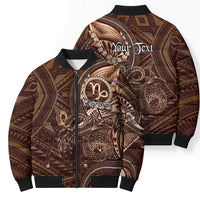 Personalised Polynesia Zodiac Capricorn Bomber Puffer Jacket Galaxy Polynesian Pattern Chest Tattoo Style