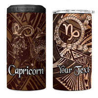 Personalised Polynesia Zodiac Capricorn 4 in 1 Can Cooler Tumbler Galaxy Polynesian Pattern Chest Tattoo Style