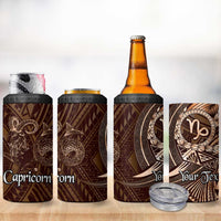 Personalised Polynesia Zodiac Capricorn 4 in 1 Can Cooler Tumbler Galaxy Polynesian Pattern Chest Tattoo Style
