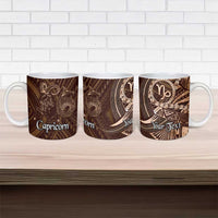Personalised Polynesia Zodiac Capricorn Ceramic Mug Galaxy Polynesian Pattern Chest Tattoo Style