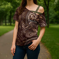 Personalised Polynesia Zodiac Capricorn Cross Shoulder Shirt Galaxy Polynesian Pattern Chest Tattoo Style