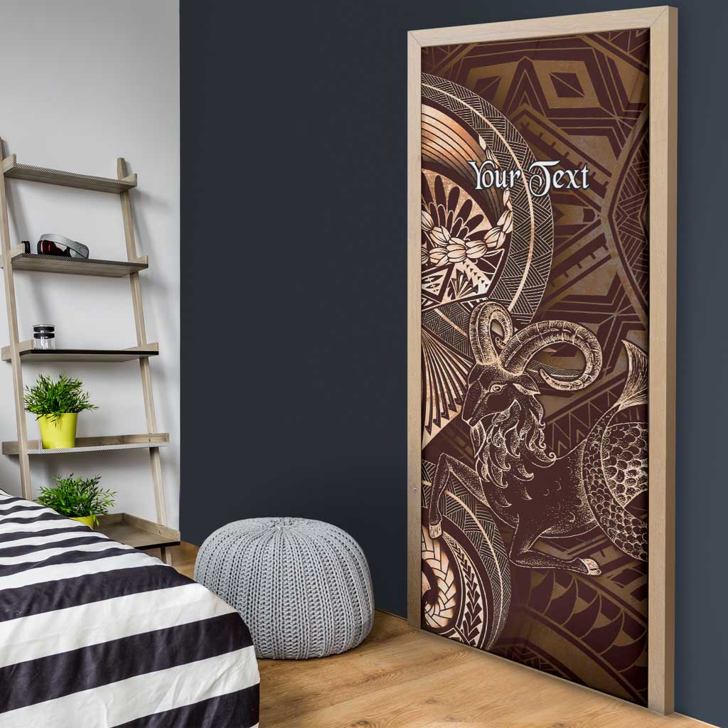 Personalised Polynesia Zodiac Capricorn Door Cover Galaxy Polynesian Pattern Chest Tattoo Style