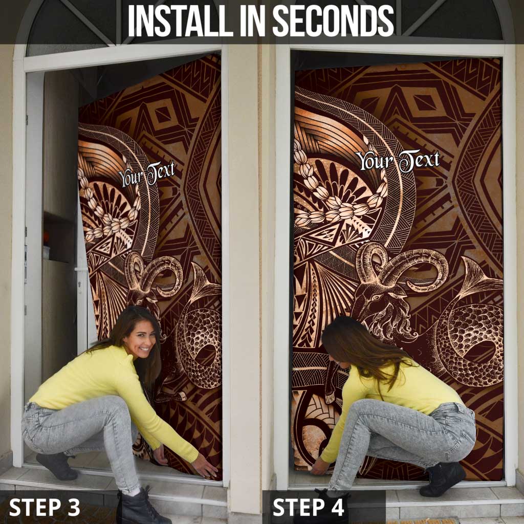 Personalised Polynesia Zodiac Capricorn Door Cover Galaxy Polynesian Pattern Chest Tattoo Style