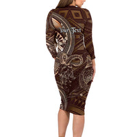 Personalised Polynesia Zodiac Capricorn Family Matching Long Sleeve Bodycon Dress and Hawaiian Shirt Galaxy Polynesian Pattern Chest Tattoo Style LT14 - Polynesian Pride