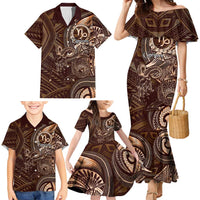 Personalised Polynesia Zodiac Capricorn Family Matching Mermaid Dress and Hawaiian Shirt Galaxy Polynesian Pattern Chest Tattoo Style