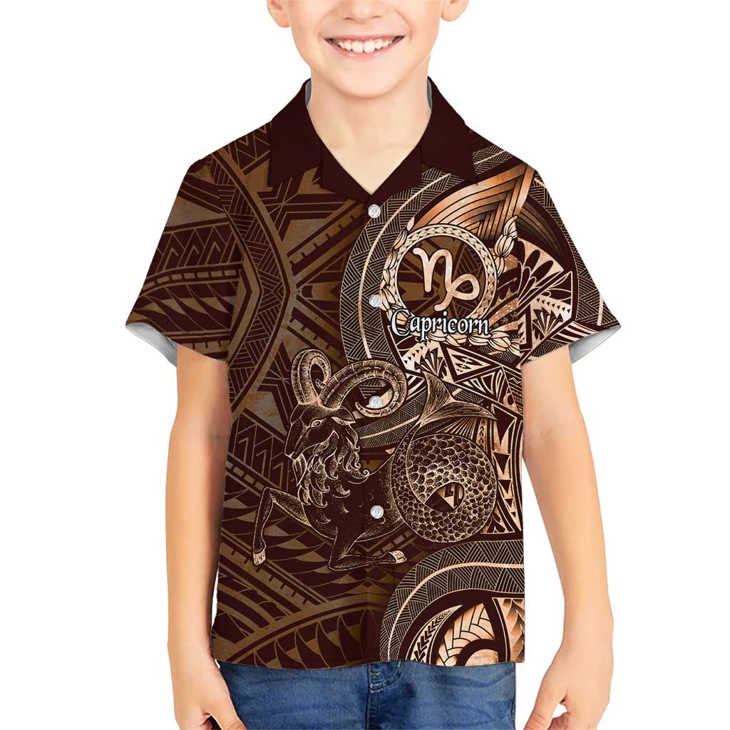 Personalised Polynesia Zodiac Capricorn Family Matching Puletasi and Hawaiian Shirt Galaxy Polynesian Pattern Chest Tattoo Style