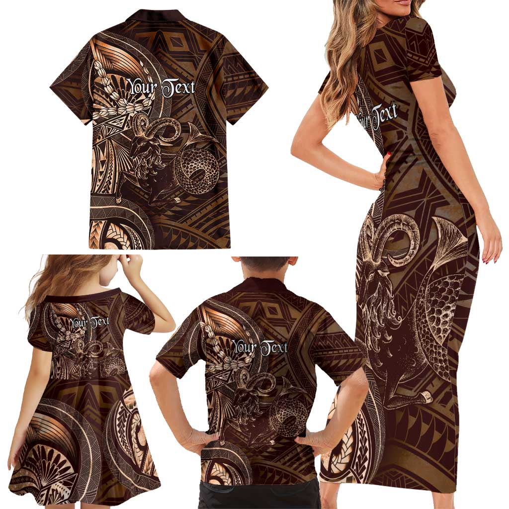 Personalised Polynesia Zodiac Capricorn Family Matching Short Sleeve Bodycon Dress and Hawaiian Shirt Galaxy Polynesian Pattern Chest Tattoo Style LT14 - Polynesian Pride