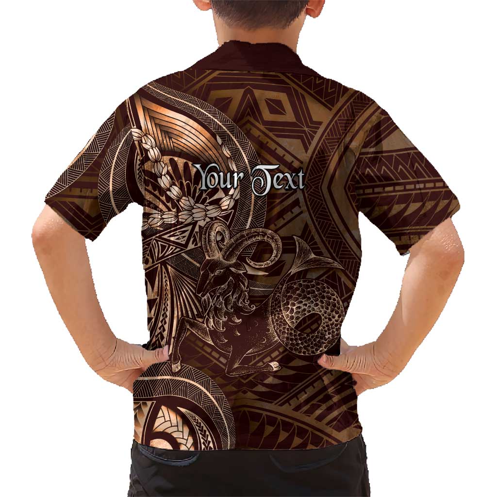 Personalised Polynesia Zodiac Capricorn Family Matching Tank Maxi Dress and Hawaiian Shirt Galaxy Polynesian Pattern Chest Tattoo Style