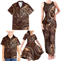 Personalised Polynesia Zodiac Capricorn Family Matching Tank Maxi Dress and Hawaiian Shirt Galaxy Polynesian Pattern Chest Tattoo Style